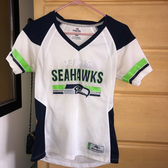 Women Seattle Seahawks sequined short sleeve🏈💚💙 - Picture 2 of 6
